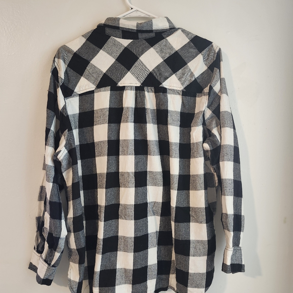 TIME AND TRU TM Women's Long Button Down Flannel Shirt Size XL (16-18) - Picture 3 of 7